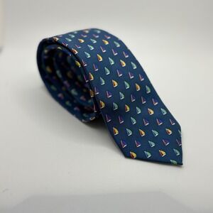 J Crew The Silk Tie Mens Navy Sailboat Pattern